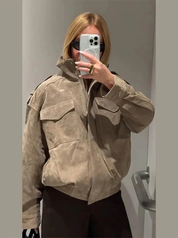 Greta Suede Motorcycle Jacket
